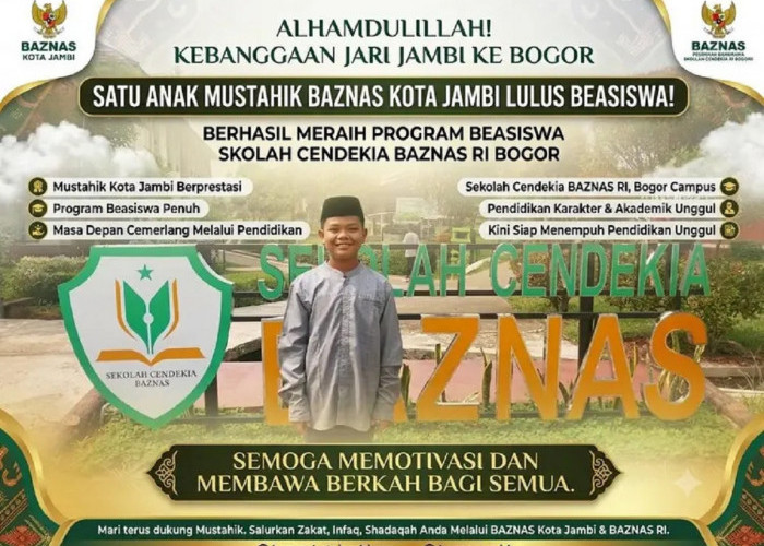 Putra Mustahik Kota Jambi Lolos Murni ke Sekolah Cendekia BAZNAS RI, Bukti Zakat Mampu Mengubah Masa Depan