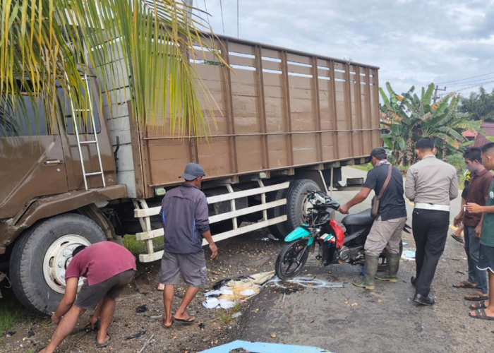 Truk Ekspedisi Tabrak Pemotor di Batang Hari, Penjual Cilok Dilarikan ke RS