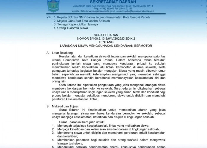 Siswa SD-SMP Dilarang Bawa Kendaraan ke Sekolah, Ini Kata Wako Alfin!